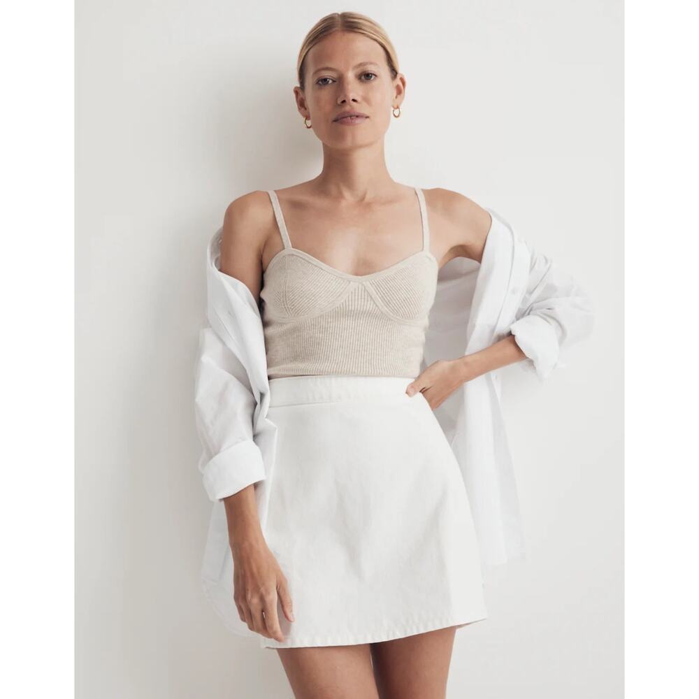 Madewell Denim High-Waist Straight Mini Skirt in Tile White Size 30